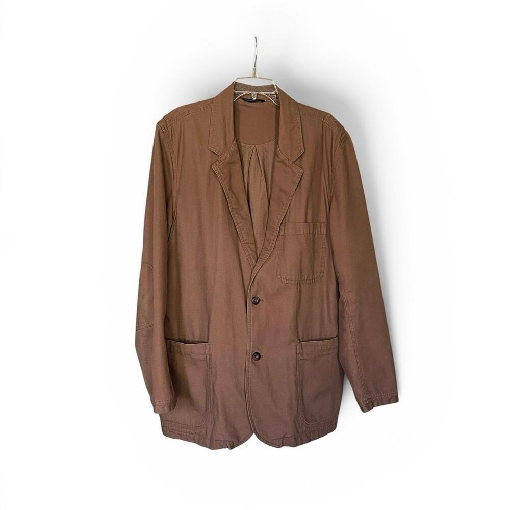 Duluth Trading Brown Canvas Button Fire Hose Presentation Jacket Blazer Men's LT
